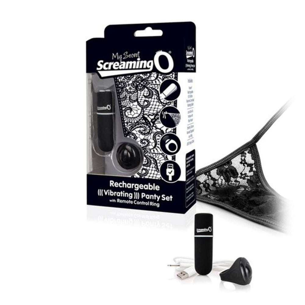 Uppladdningsbar fjärrstyrd vibrator Panty Vibe, svart The Screaming O 12785