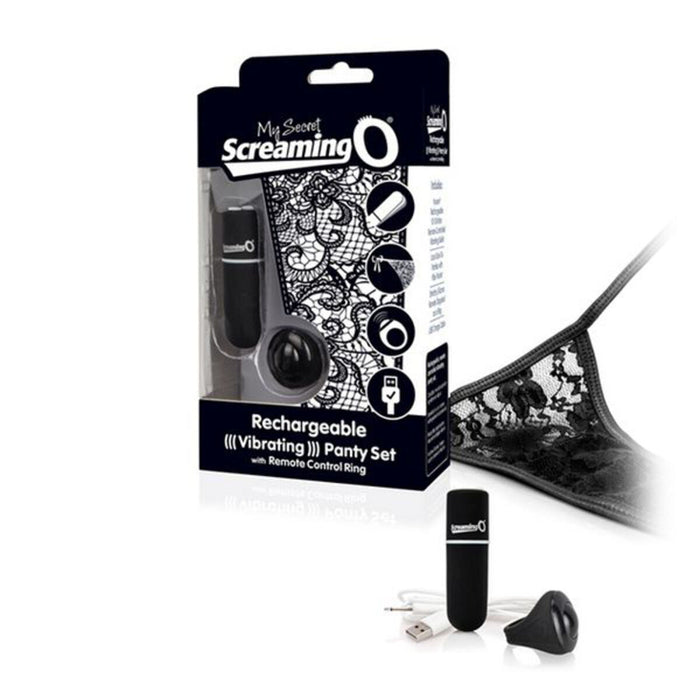 Uppladdningsbar fjärrstyrd vibrator Panty Vibe, svart The Screaming O 12785