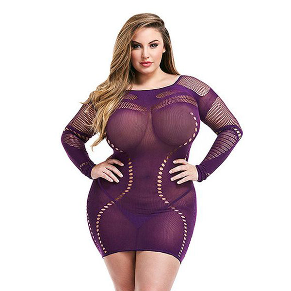 Sexig klänning med långa ärmar Lapdance Violett