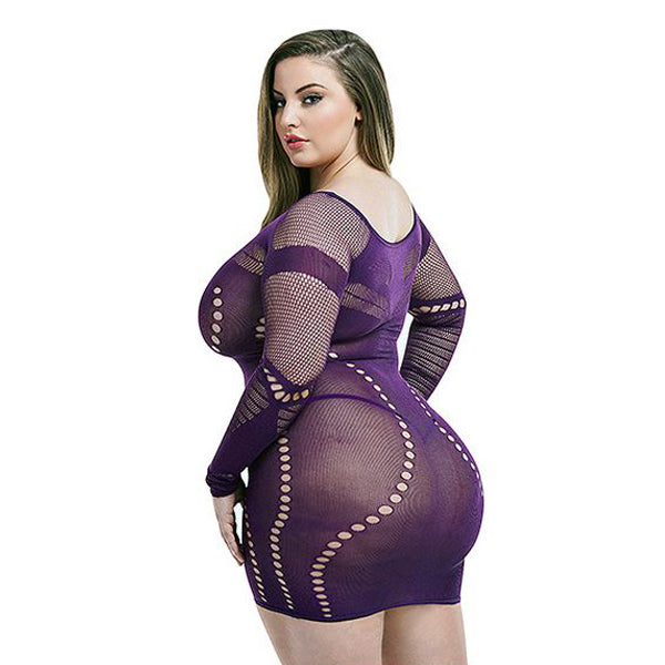 Sexig klänning med långa ärmar Lapdance Violett
