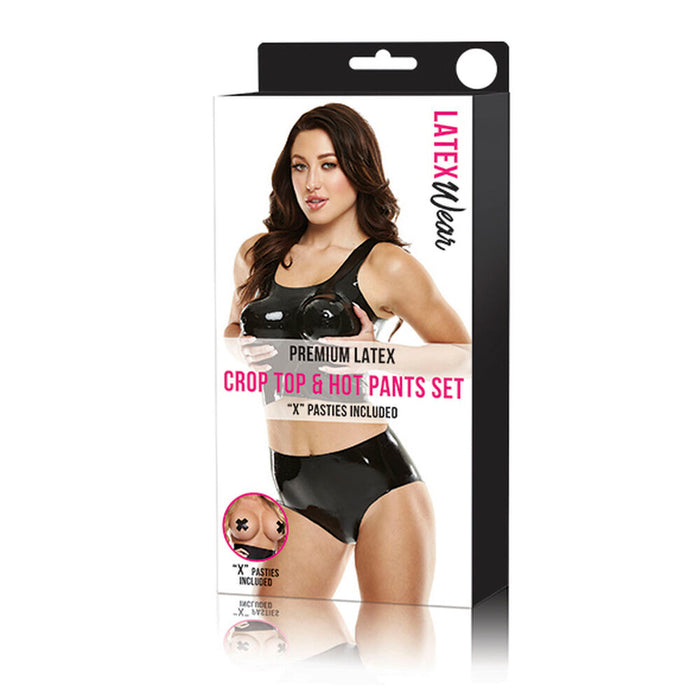 Lustask Large Pleasure Kit Croptop & Hot Pants LatexWear Svart