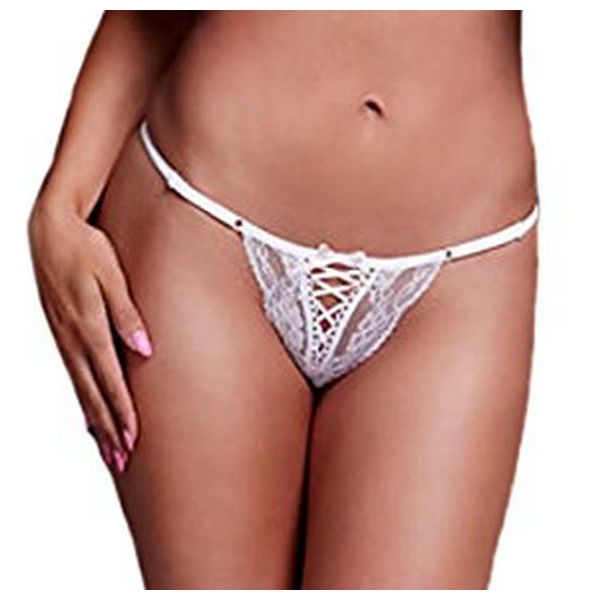 Vit Trosa Snörning Rosa Band XL Baci Lingerie BW3116-WHTXL