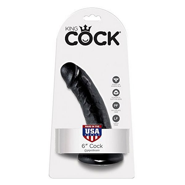 Dildo Cock, 6 tum, svart King Cock 12503