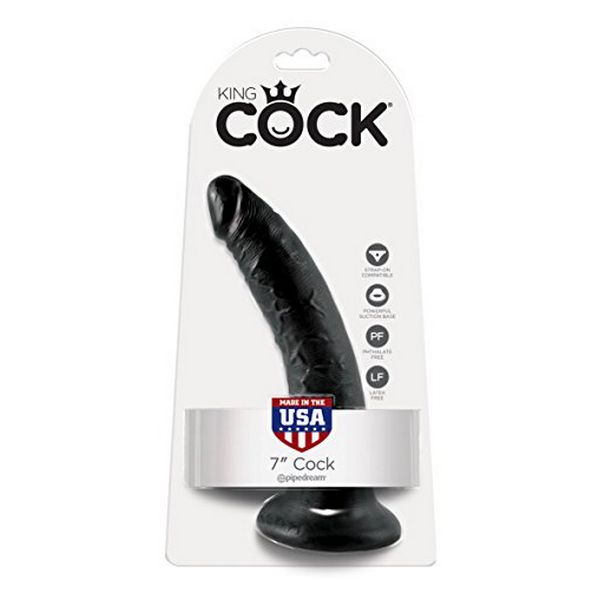 Dildo Cock, 7 tum, svart King Cock 12506