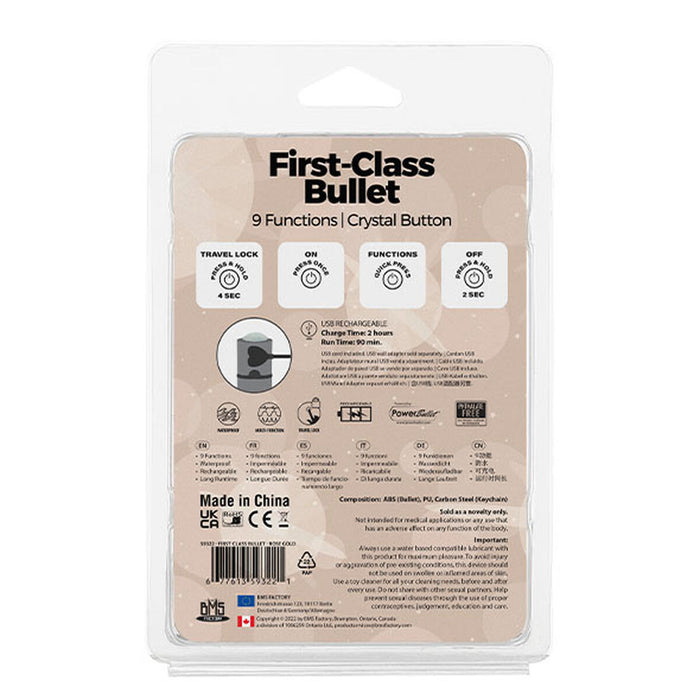 Patronvibrator First Class Mini PowerBullet Crystal 9 Guldrosa