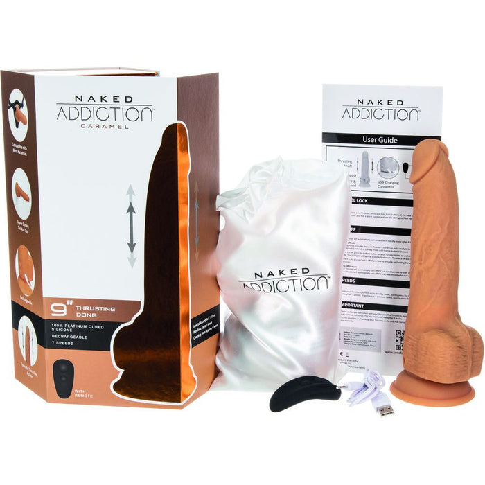 Masturberingsapparat Thrusting Dong with Remote 9 Inch Caramel (15,2 cm)