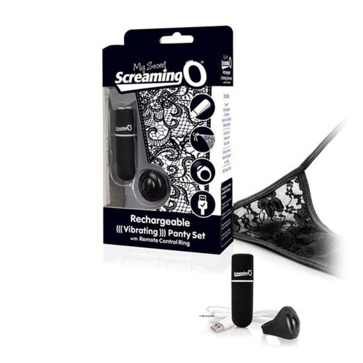 Uppladdningsbar fjärrstyrd vibrator Panty Vibe, svart The Screaming O 12785