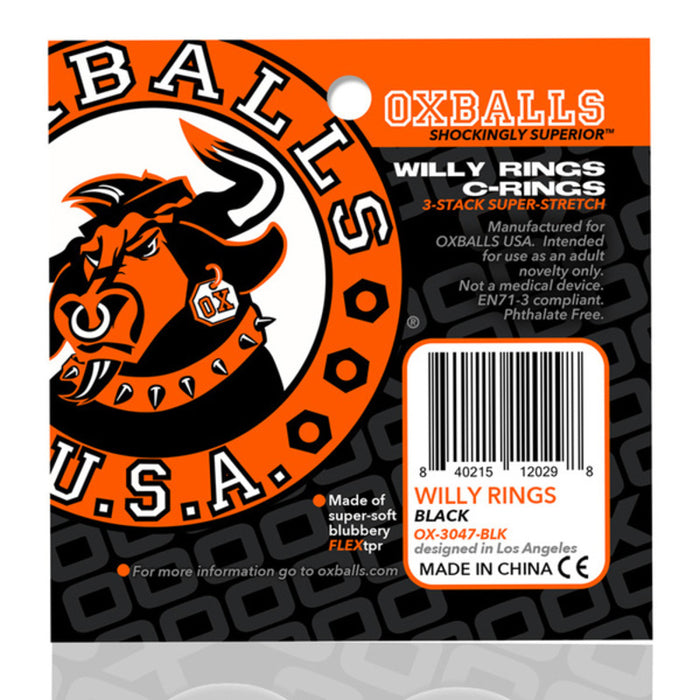Treringad Kukbur Oxballs Willy Rings Pack Black (3 uds)