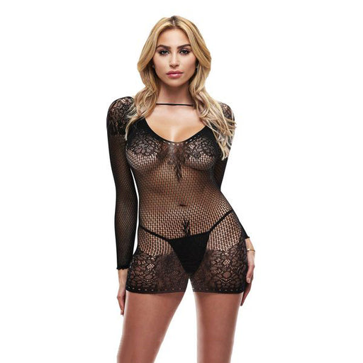 Sexig klänning med långa ärmar Lapdance Svart