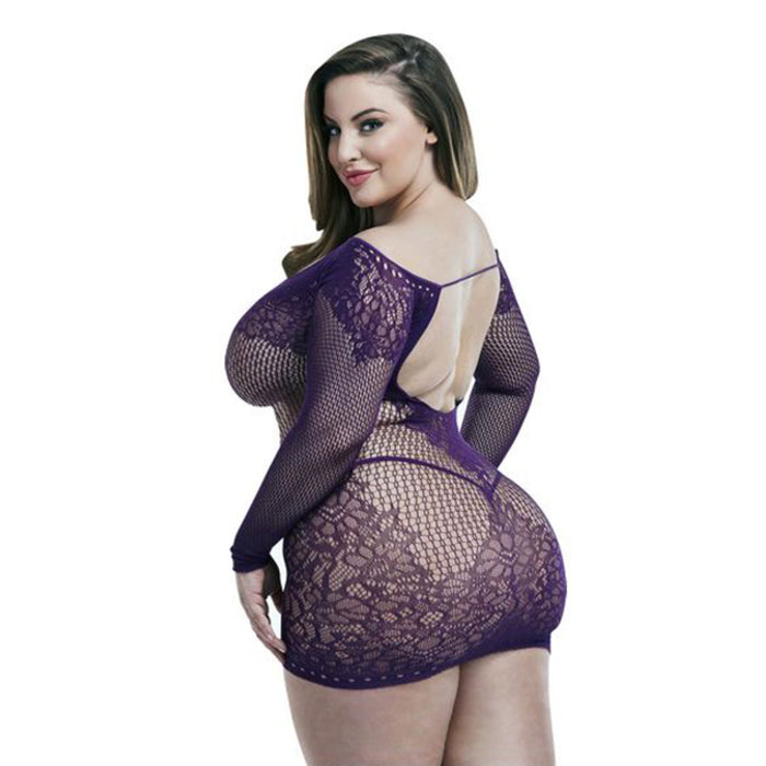 Sexig klänning med långa ärmar Lapdance Violett