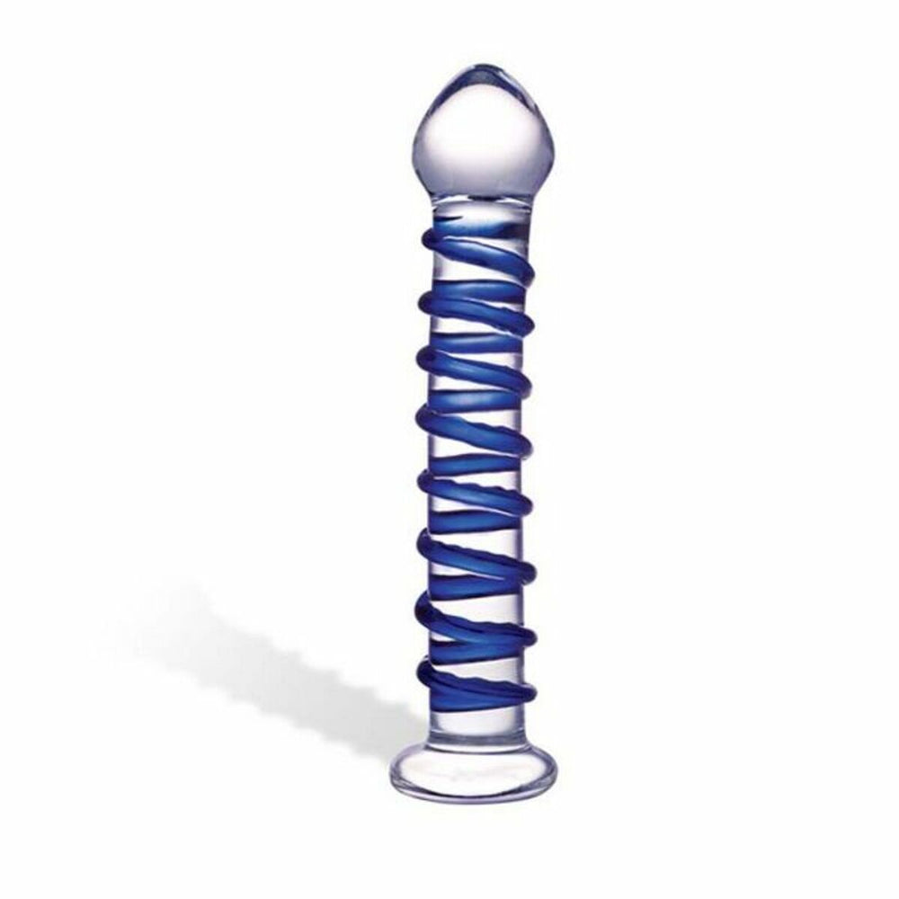 Spiralformig glasdildo, blå Glas 63392