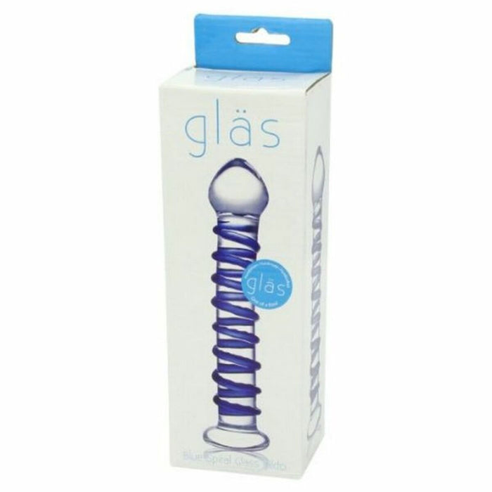 Spiralformig glasdildo, blå Glas 63392