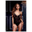Svart Spetsbody & Behå Öppningar Röd Båge One Size Baci Lingerie BW3112