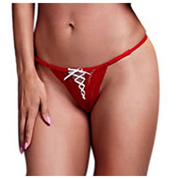 Röd Trosa Snörning Vitt Band XL Baci Lingerie BW3116-REDXL