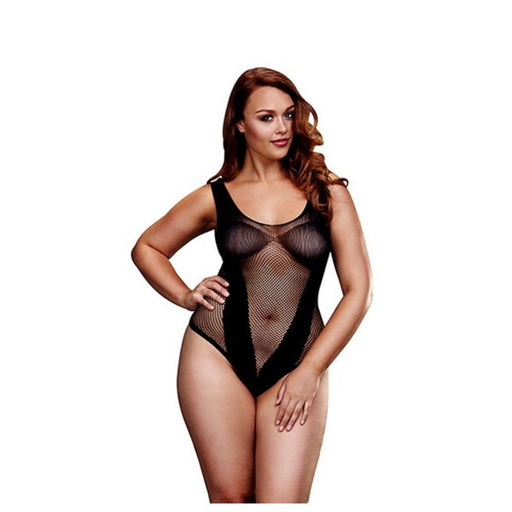 Fisknätskroppsstrumpa V Teddy, queen-size Baci Lingerie BW3134