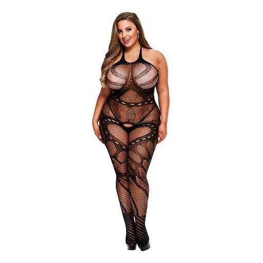 Crotchless Spetskroppsstrumpa med band, queen-ize Baci Lingerie 00322