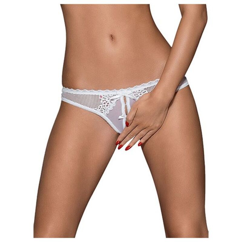 Vita trosor med alabaster spets Obsessive 12384_383031 (Storlek S/M)