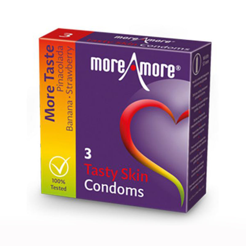 Hudkondomer med smak (3 st) MoreAmore 42153