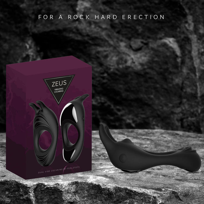 Penisring FeelzToys Zeus Dual Vibe Black Vibration